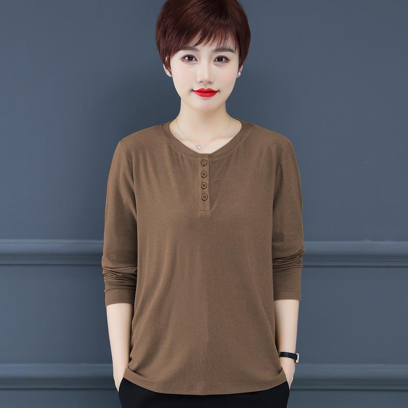 Autumn long-sleeved T-shirt women's new simple and versatile loose temperament top crew neck shirt