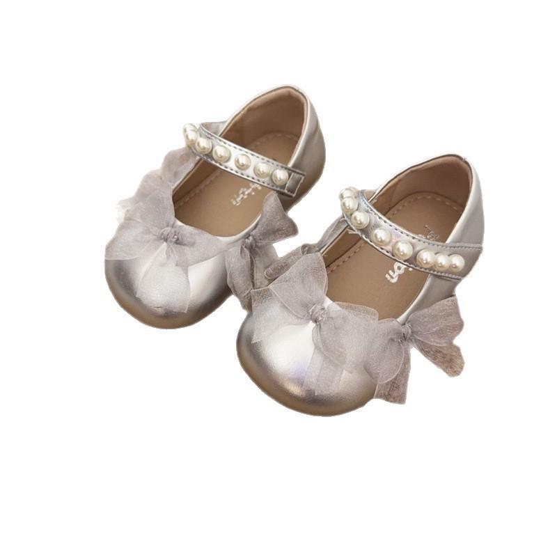 Girls toddler baby lace pearl princess shoes 2025 spring and autumn new little girls versatile princess style toddler shoes