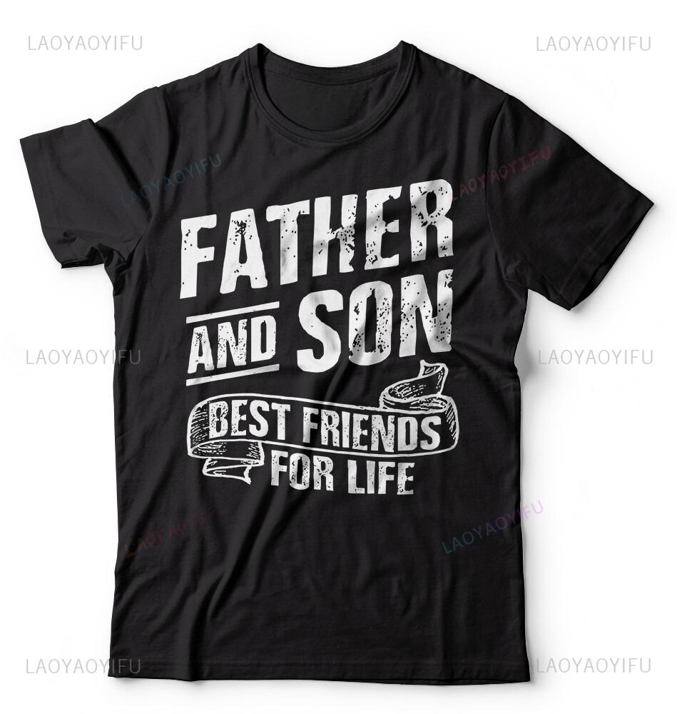 Fathers Day Tshirt Dad and Son Mens Gift Tee Shirt Fathers Man Loose Graphic Cotton Sweatshirt New Arrival Oneck Shortsleev