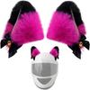 2 Pieces Cat Ears Helmet Decoration with Gold Bell Plush Ears Horns Ski Motorcycle Helmet Accessories