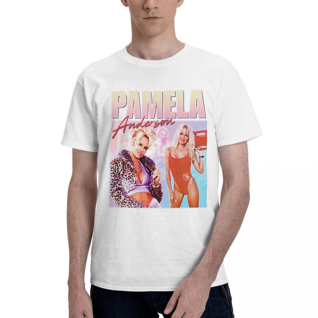 Men T Shirt Pamela Anderson Vintage Gifts Y2K Graphic Crewneck Unisex Clothes T Shirts