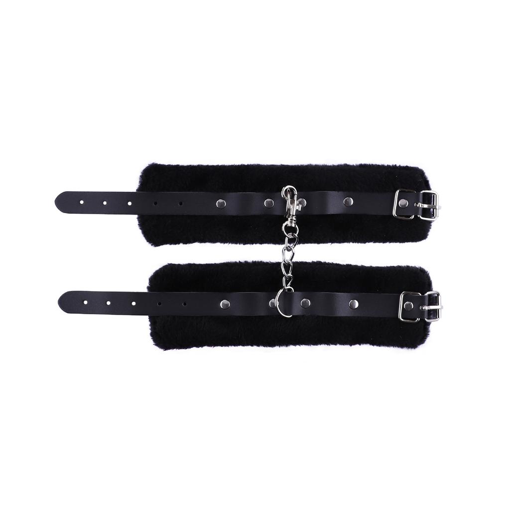 SM Handcuffs Toy Adjustable PU Leather Plush Handcuffs Blindfold Masks Restraints Bondage Sex Toy For Adults Games