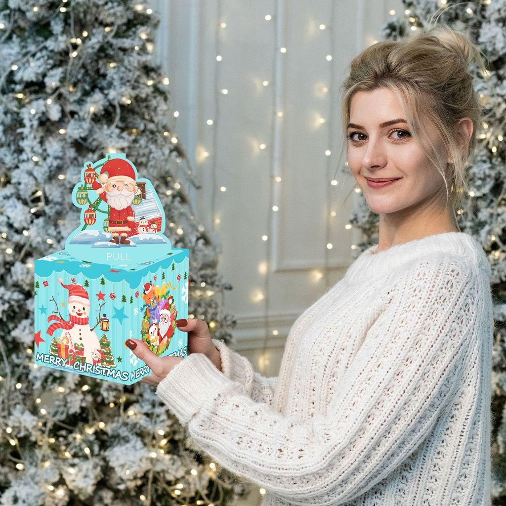 Snowman Santa Blue Claus Pattern Gift Box Christmas Decoration Prop Atmosphere