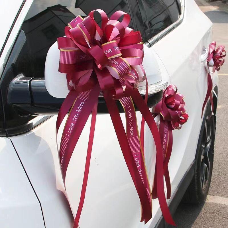 Shiny Double-Sided Red Ribbon Bow for Weddings, Gifts, and Events