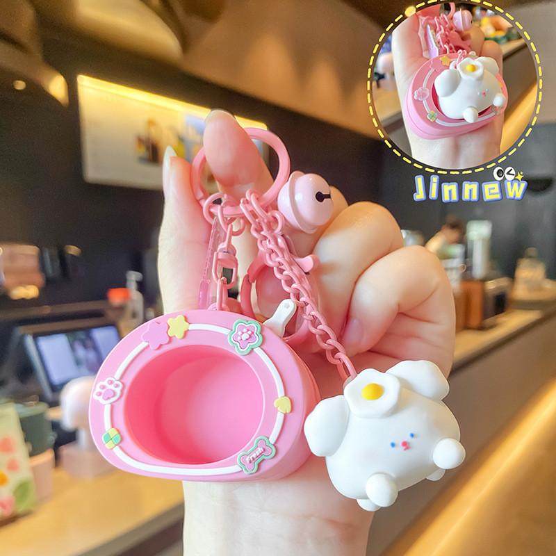 Resin Puff Playful Dog Keychain Colorful Cartoon Style Cute Key Ring Decorative Charm