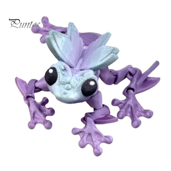 

3D-печатная фигурка лягушки, подвижные суставы, модель фигурки лягушки, игрушка, шарнирная фигурка животного, домашний офис, книжная полка, украшение для рабочего стола, орнамент синий/фиолетовый