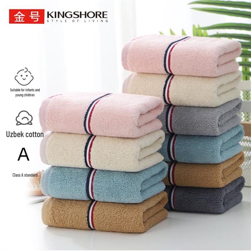 KING SHORE Pure Cotton Face Towel 3-Pack