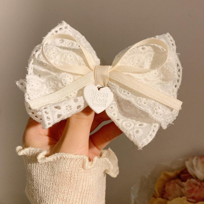 Ceai Alb Bucurie Clară~~Agrafă de Păr cu Fundă Albă din Dantelă Femeie Clip Lateral Lolita Clip Cioc de Rață Agrafă de Păr Piesă de Cap