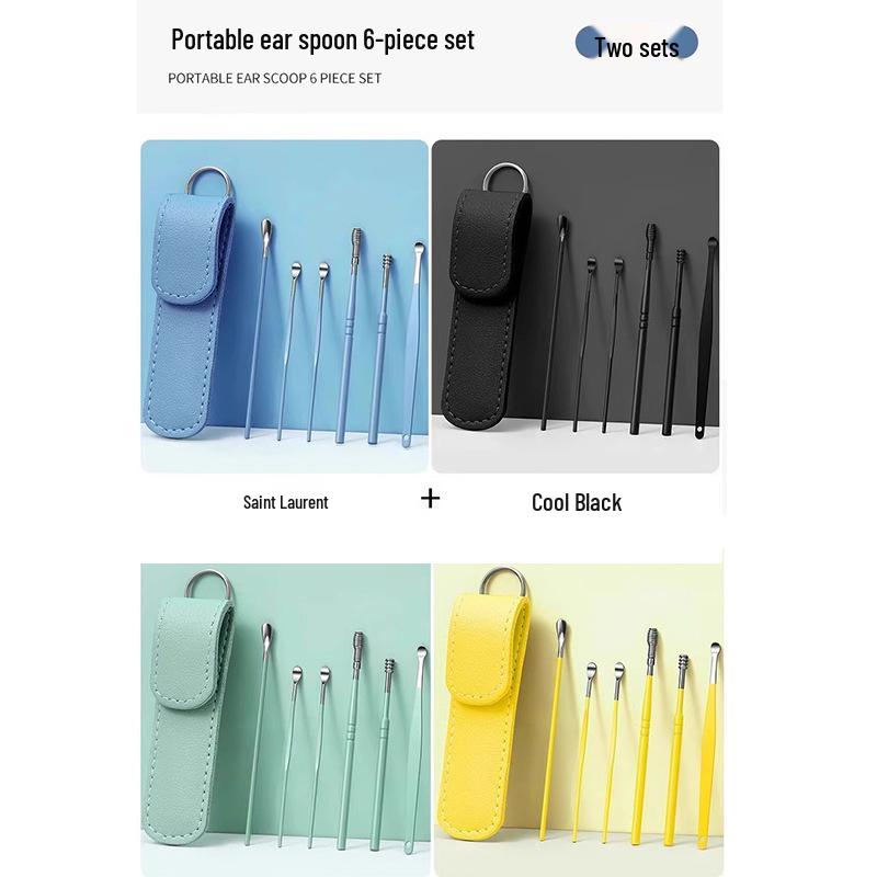

Newcomer 0.5: 4 Sets of 24 Ear Pick Kits - 6-Piece Ear Cleaning Tools with Leather Case