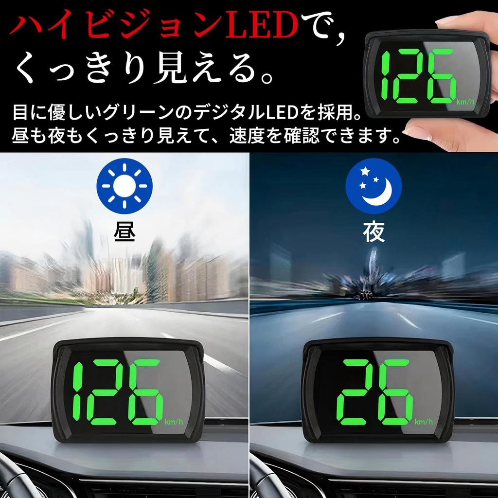 TOBEYA Head Up Display, GPS Speedometer, GPS Speedometer, Speed Display, Additional Meter, Compatible with All Vehicles