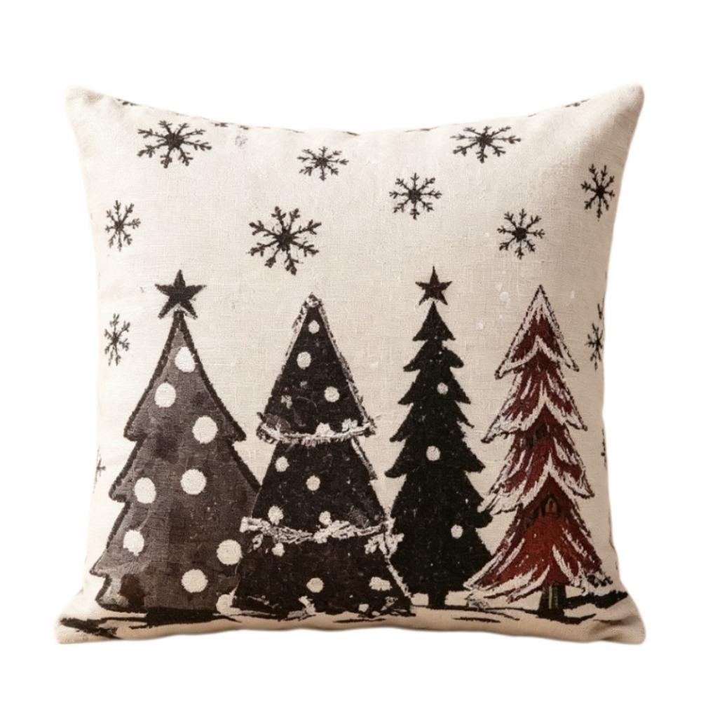 Elk Deer Christmas Pillow Cover Linen Xmas Tree Pillowslip Snowman Pillow Cover Living Room Sofa