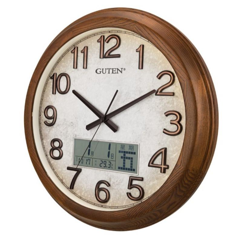 Vintage Wall Clock LCD Display Wall Watch Silent Elegant Large Decorative Clock Minimalist Luxury Aesthetic Living Room Watches