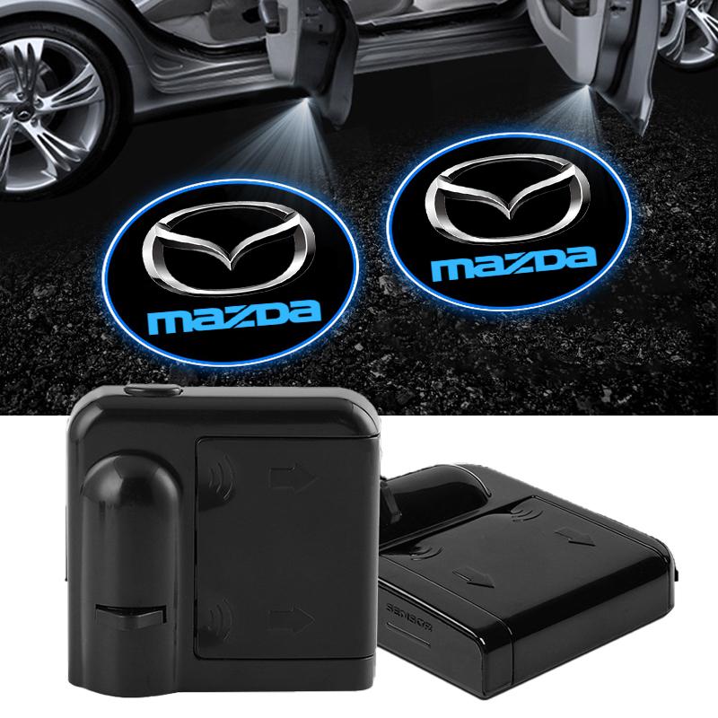 2Pcs Car Door Projector Lamps Emblem LED Welcome Light For Mazda 6 3 CX5 5 2 323 CX7 Demio Atenza Axela MX30 CX30 CX3 CX9 RX8 RX7