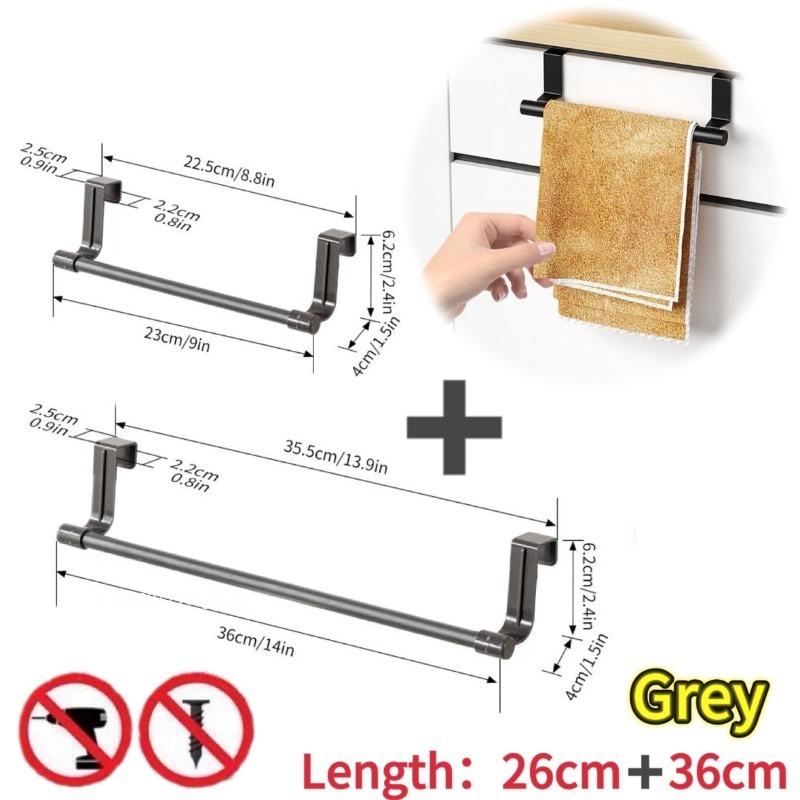 1/2pcs Stainless Steel Towel Bar Cabinet Door Towel Hanging Bar Stainless Steel Bathroom Kitchen Cabinet Door Towel Wipe Rack