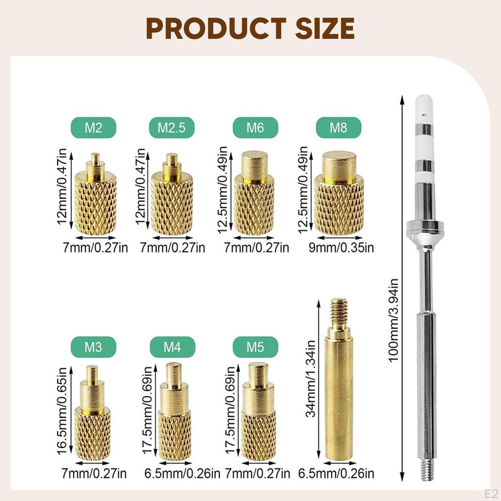 Heat Set Insert Tool Installation Kit M2 M2.5 M3 M4 M5 M6 M8 Replaceable Sturdy Supplies 936 Adapter