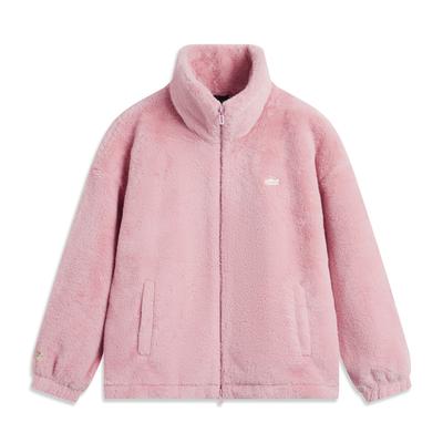 Li Ning Sports Lifestyle Series Faux Rabbit Fur Warm Plush Collar Windproof Casual Comfortable Versatile Fleece Jacket Women Jackets AFDUC96-4