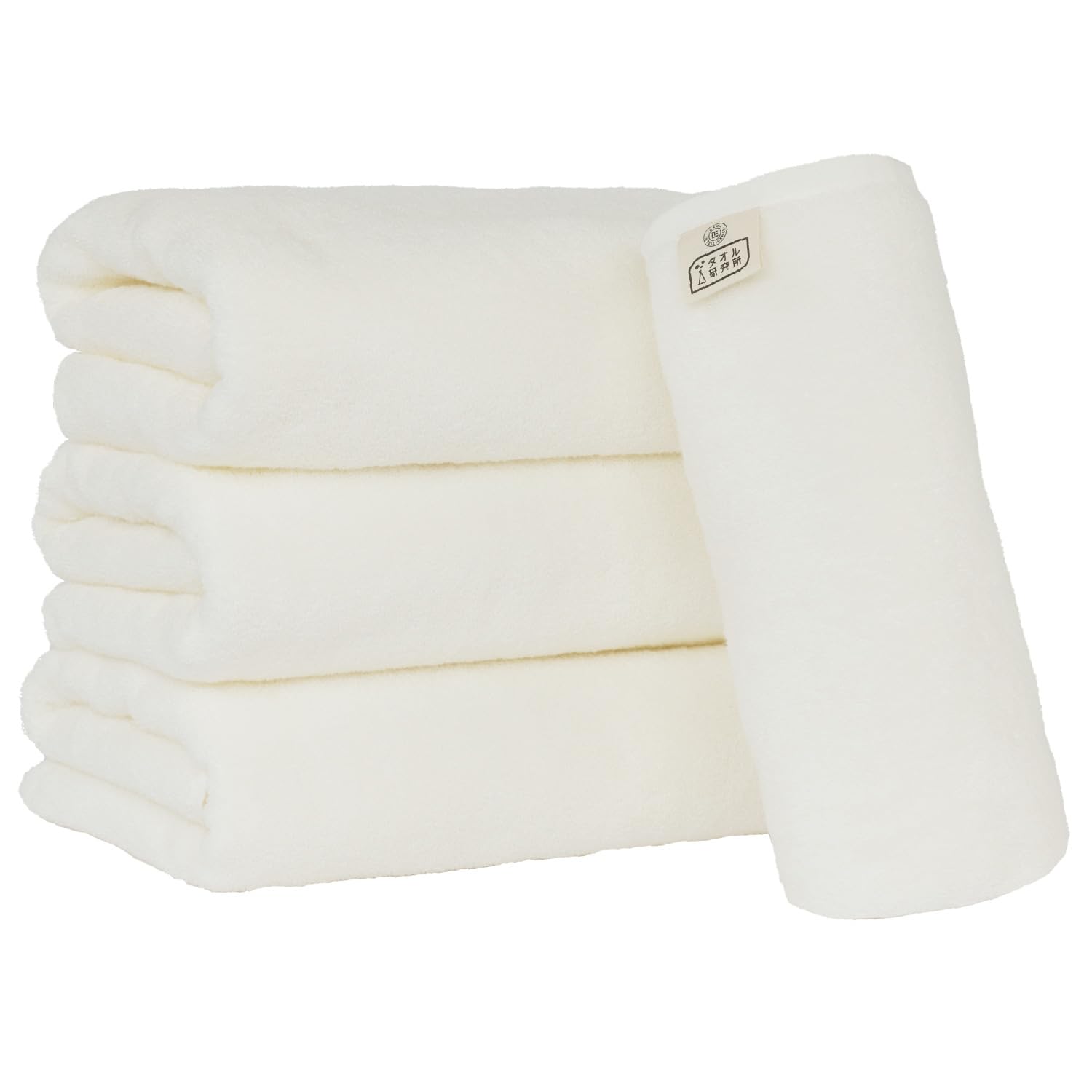 

Towel Laboratory White Bath Set of JapanTechnology [Spongy Touch] #033 Towels, 4, Soft, Medium-Weight, High-Volumn Absorbency, Durable, 100% Cotton,