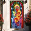 Christmas Door Cover Decoration 35x71inch Festive Large Fluorescent Backdrop Covers Hanger Background Banner Porch Sign For