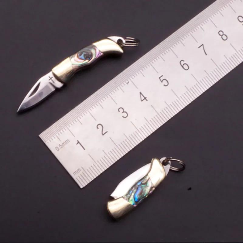 Roostevaba teras Terav Mini Kokkupandav Taskunuga Messingist Kest Käepide Võtmehoidja Pakendamata Kaasaskantav Kandmine Puuviljade Koorimisnuga