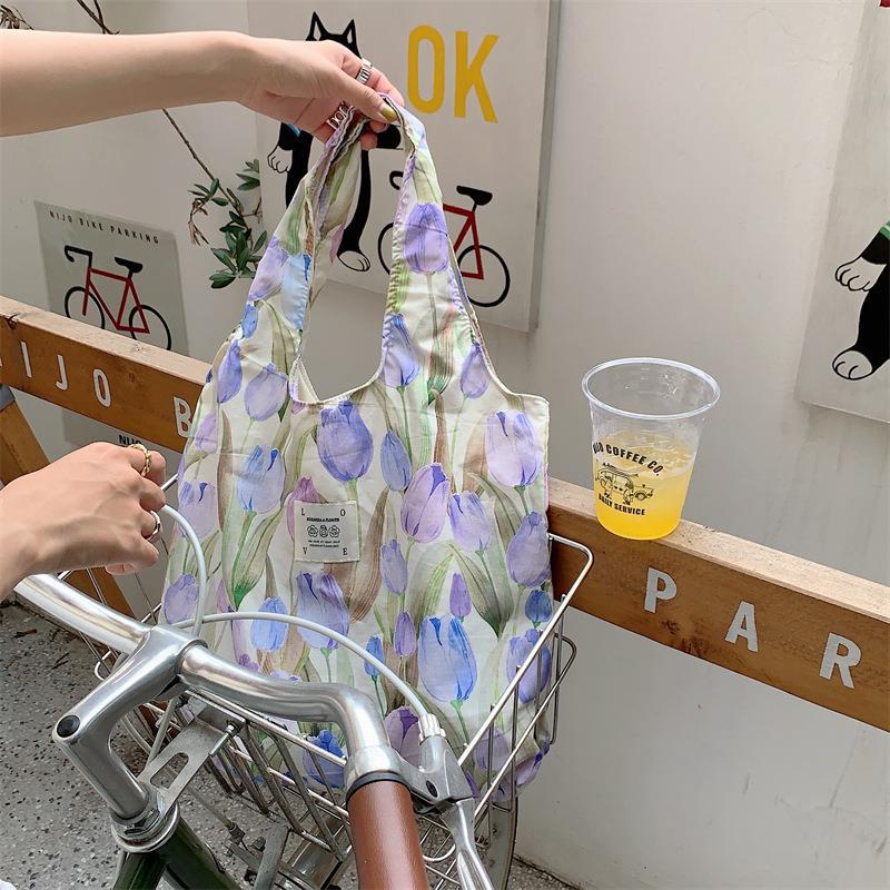 

Summer Vintage Oil Painting Flower Canvas Bag Fairy Shoulder Portable Large Capacity Vest Bag