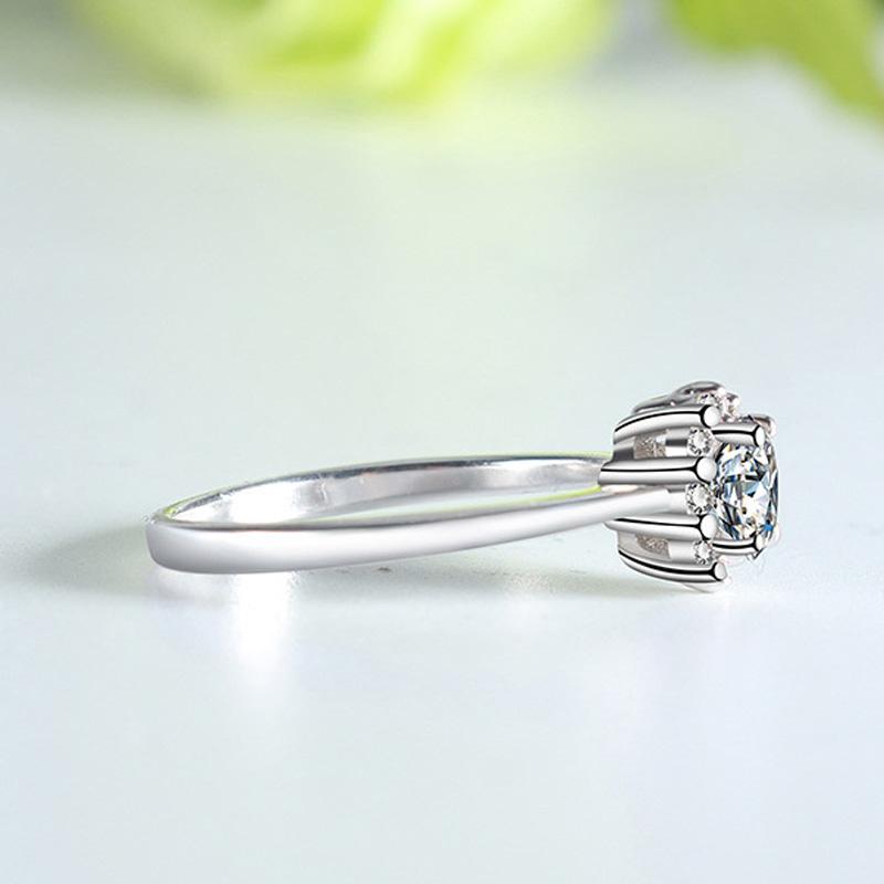 Luxury 18K White Gold Ring Original 2.0ct Zirconia Moissanite Wedding Band Silver   Women Love Gift