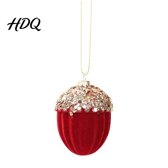 Holiday Hanging Decor for Christmas Trees Velvet Flocking Ornament Sparkly Rhinestones Red Candy Acorn Butterfly Tree Bows Reindeer Ornaments