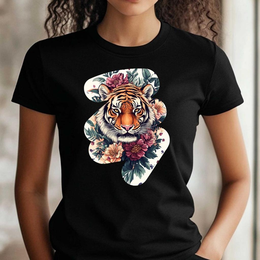 T-Shirt Frauen Japanischer Tiger Motiv Baumwolle Größe XS bis 3XLWird in neuem Fenster oder Tab geöffnet