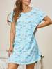 2024 Spring-Summer Casual Women's Printed Round Neck Pajama Dress