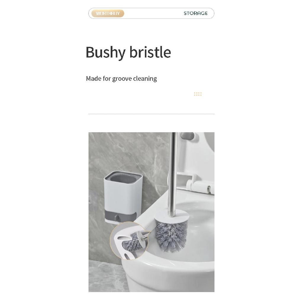 WORTHBUY Long Handle Plastic Toilet Brush With Drain Base Punch-Free Wall Mounted WC Toilet Cleaning Brush Bathroom Accessories
