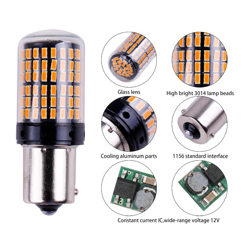 2Pcs 3014 144SMD CanBus 1156 BA15S BAU15S 7440 lamp LED 7440 led Bulbs For Turn Signal Light