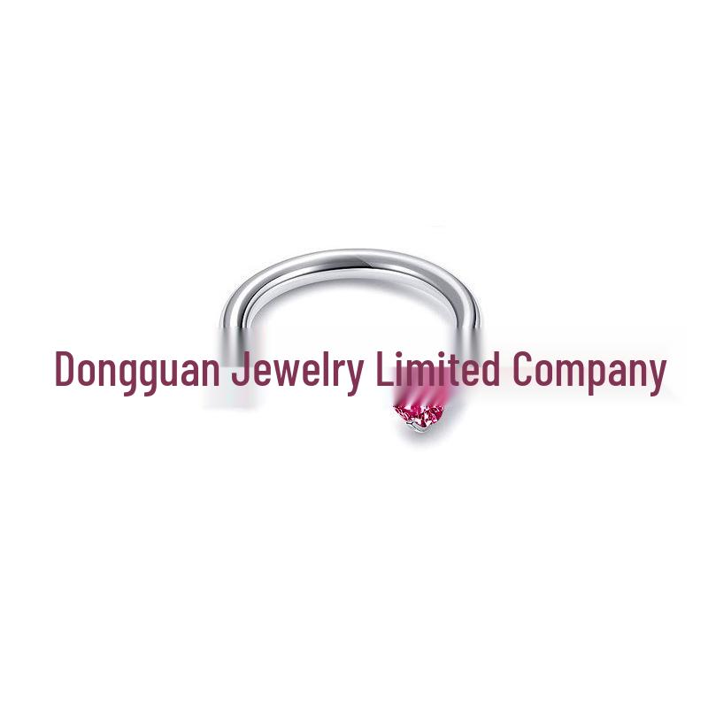 Stainless Steel U-Shaped Nose Ring with Double Zirconia