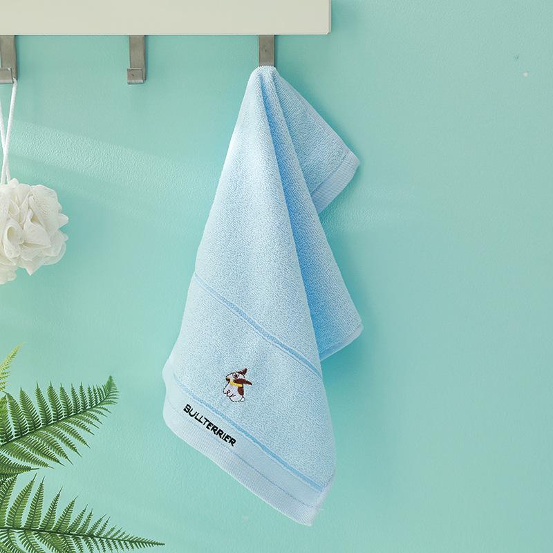 Детское мультяшное хлопковое полотенце - Мягкая, безворсовая, толстая, впитывающая детская мочалка 25x45 cm синий