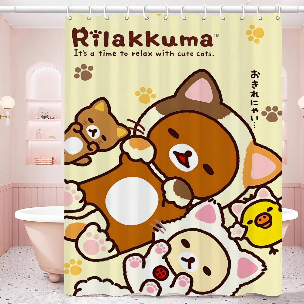 Classics R-Rilakkuma-A 1Pc Shower Curtain Polyester Waterproof Shower Curtain Bathroom Partition Curtain Decoration Accessorie