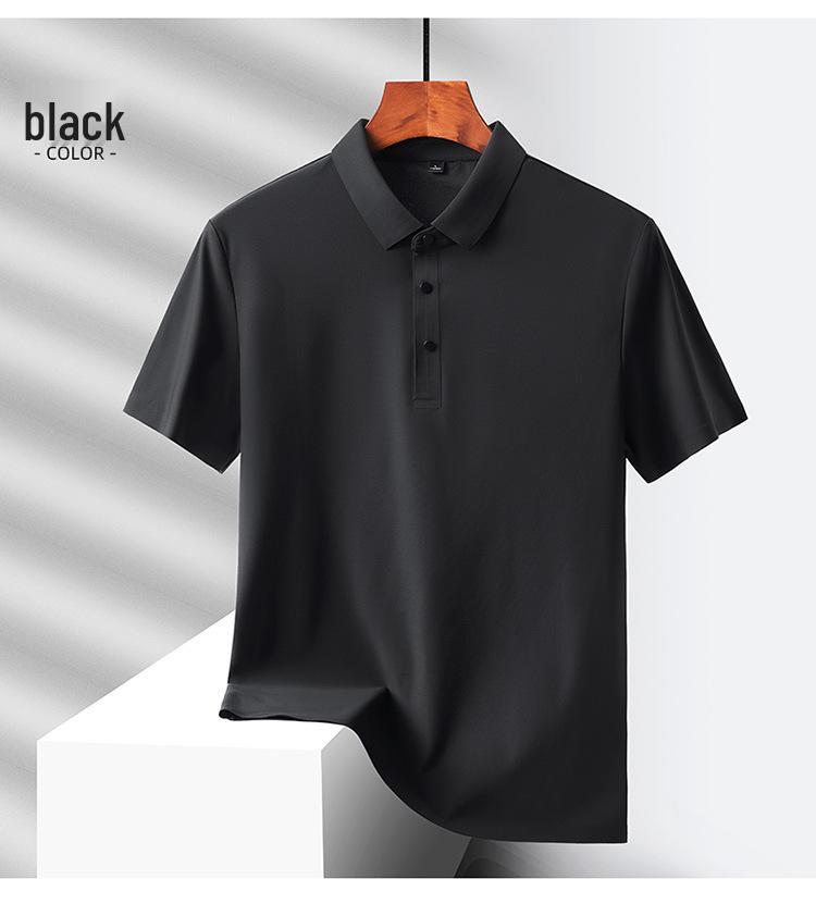 Custom Logo Quick-Dry Seamless Polo: Summer Ice Silk Cool Feel Lapel Short Sleeve Work Shirt