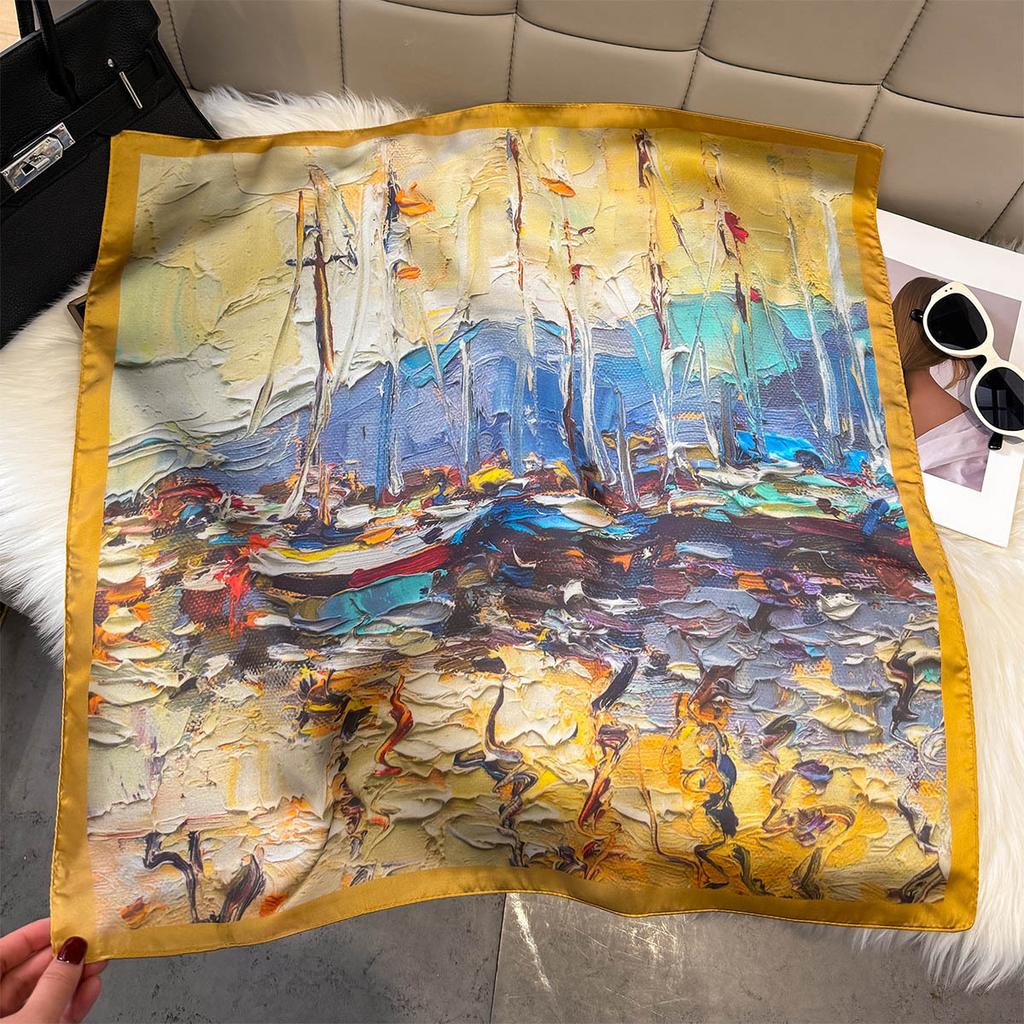Summer New Versatile Neck Scarf Multi-Functional Commuting Silk Sun Protection Decorative Neck Foulard Square Shawl Bufanda