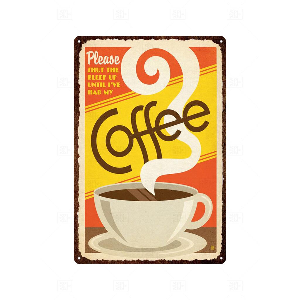 Coffee Vintage Tin Sign Metal Sign Decorative Plaque Retro Plate Cafe Kitchen Living Room Coffee Bar Decoration