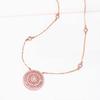 Purple Gold Pure Zircon Round Brand Pendant Rose Gold Plated Fashion Trend Necklace Collarbone Chain