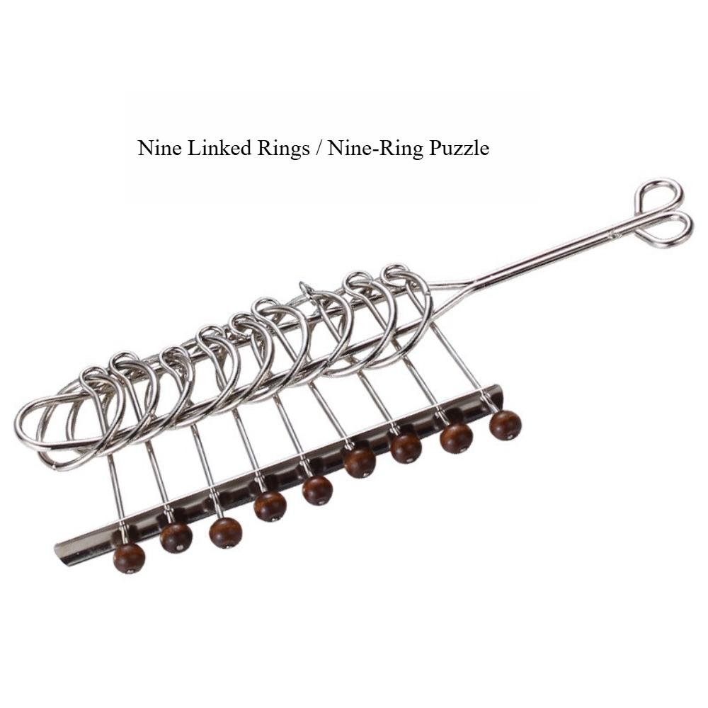 

Medium Size Chinese NineLinked Rings in OPP Bag Classical Brain Teaser Toy Set with Luban Lock Kong Ming Lock Educational Puzzle for Kids AdultsMX-005 серебряный