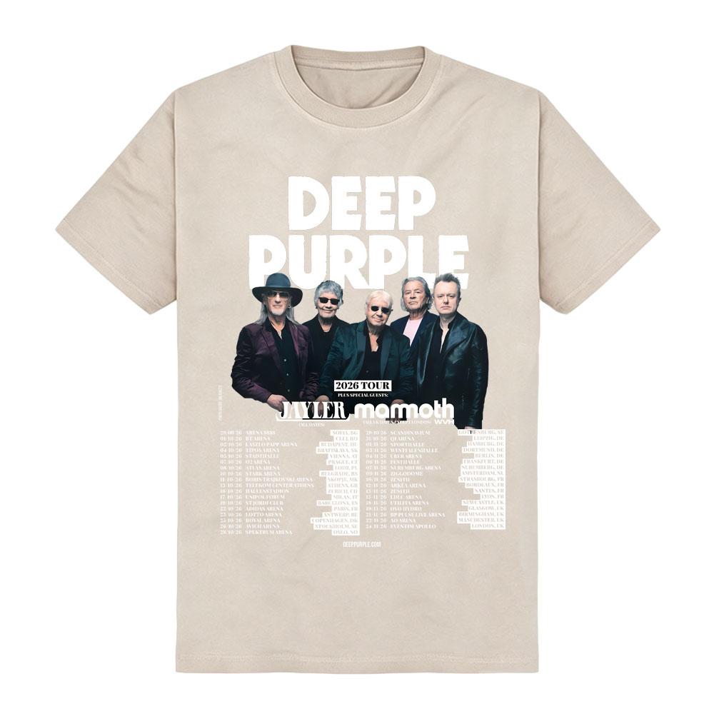 Deep Purple Band 2026 Tour T-Shirt Vintage Band Tee Amerikanischer Streetwear Live Auftritt Outfit Rundhals Baumwolle Aldult Unisex