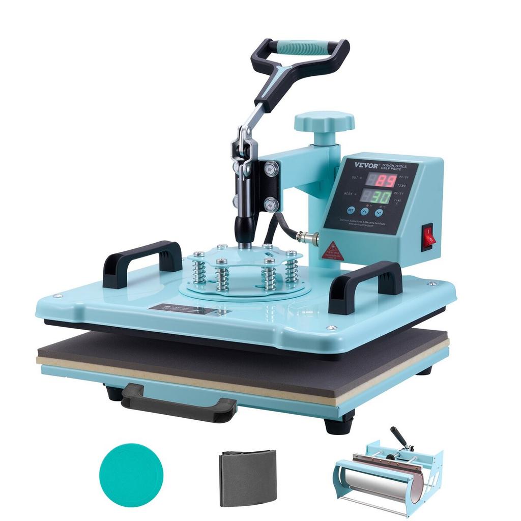Heat Press Machine 12x15 In 5 In 1 with 30oz Tumbler Press T-Shirts Green