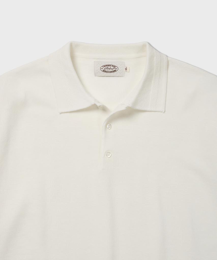 AMFEAST Essential Polo Half Knit White