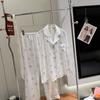 1011 New Ice Silk Pajamas, Long Sleeves and Trousers, Jade Cinnamon Dog, Thin Sweet Wind Suit, Printed Loungewear Can Be Worn Outside