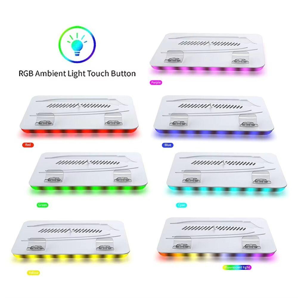 

Прочная подставка с RGB-подсветкой, 3-уровневый вентилятор для охлаждения геймпада, зарядная база для консоли PS5 Slim