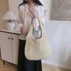 Solid Color Woven Tote Bag Hollow Out Breathable Shopping Straw Bag Lightweight Summer Beach Handbag For Women AVE