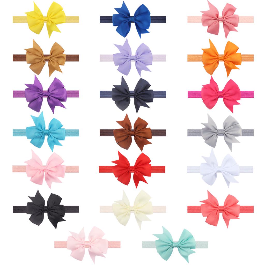European & American Baby Bow Swallowtail Headband - 21 Solid Colors