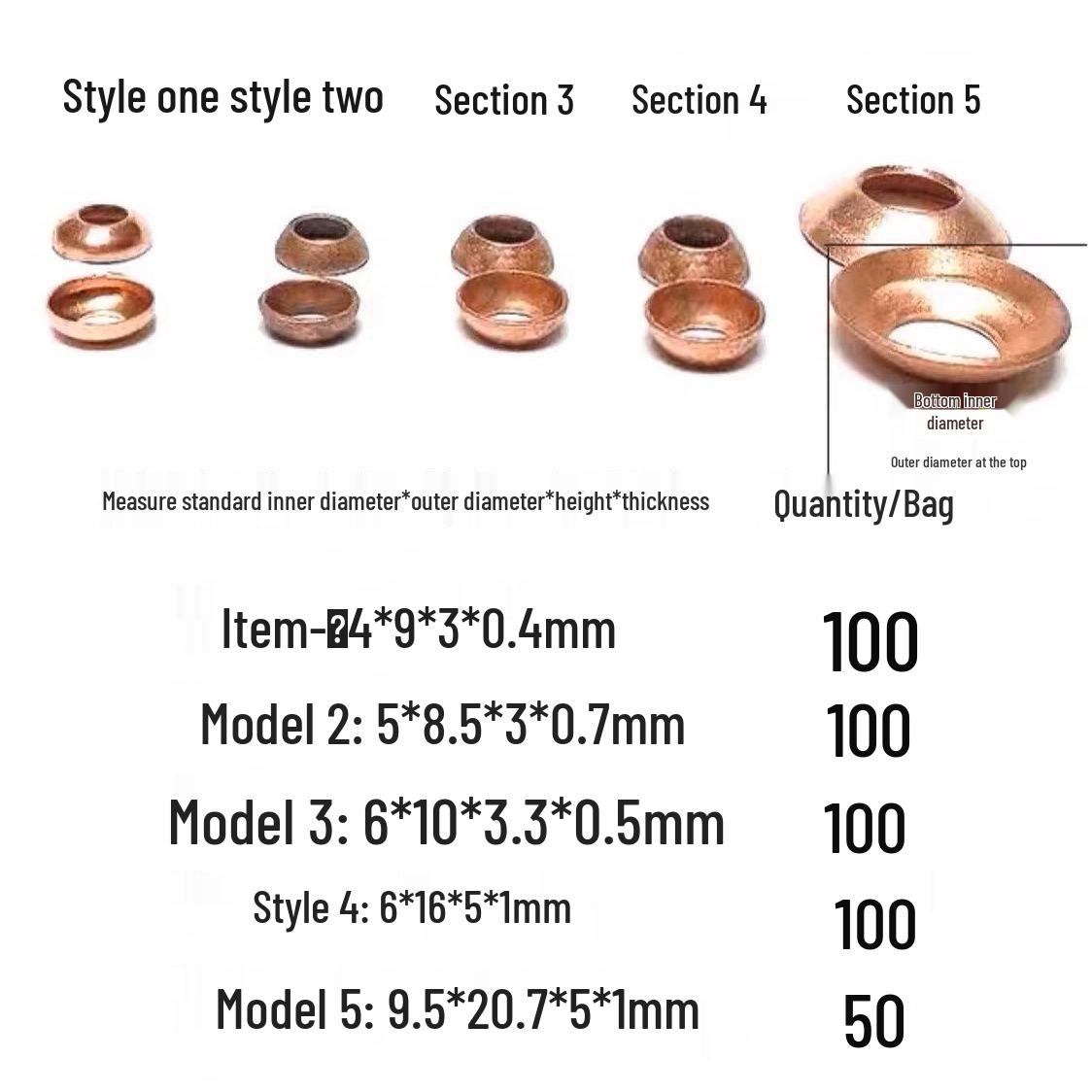 

High-Pressure Oil Hose Copper and Bowl-Shaped Sealing Gasket Set Model One (100 pcs)