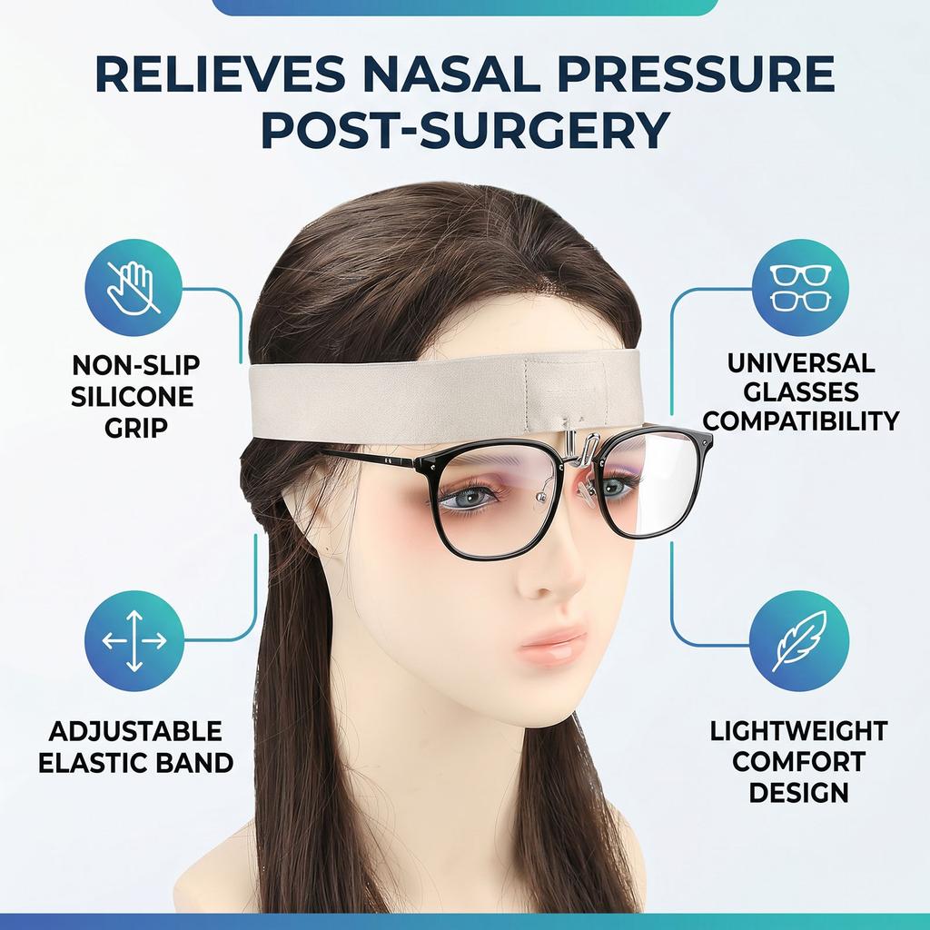 Rhinoplasty Glasses Holder Adjustable Non Slip Silicone Nose Guard Eyeglasses Suspension for Comfortable Support Skin Color Round Dot Glue
