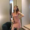 2025 Summer Women's Korean V-neck Slim Fit A-line Knit Dress