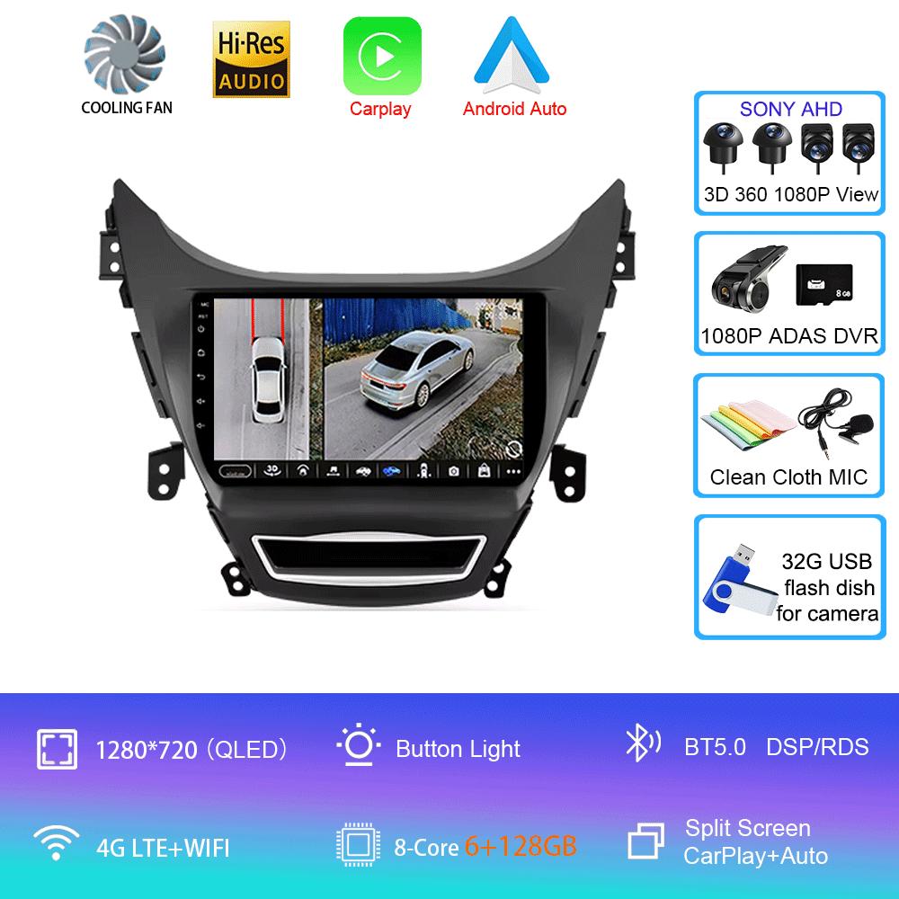For Hyundai Elantra Avente i35 2011 - 2015 Car Radio Android 14 Carplay Auto GPS Navigation Multimedia Player video Stereo 2 DIN