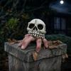Skull Finger Ornament, Resin Carving Halloween Decoration, Lifelike Bone Texture Scary Dark Hunting Style Figure, for Outdoor Party Desktop Gift